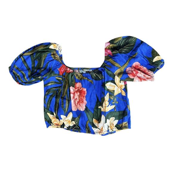 Revolve Cupcakes & Cashmere Crop Top & Pants Set Linen Blend Tropical Hawaiian - Picture 11 of 13